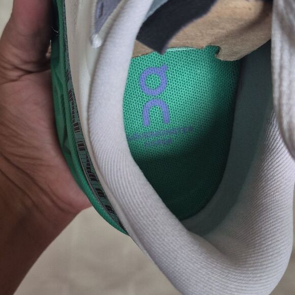 On Running Women's Cloudmonster Hyper Sneakers - White and Green - Picture 3 of 16